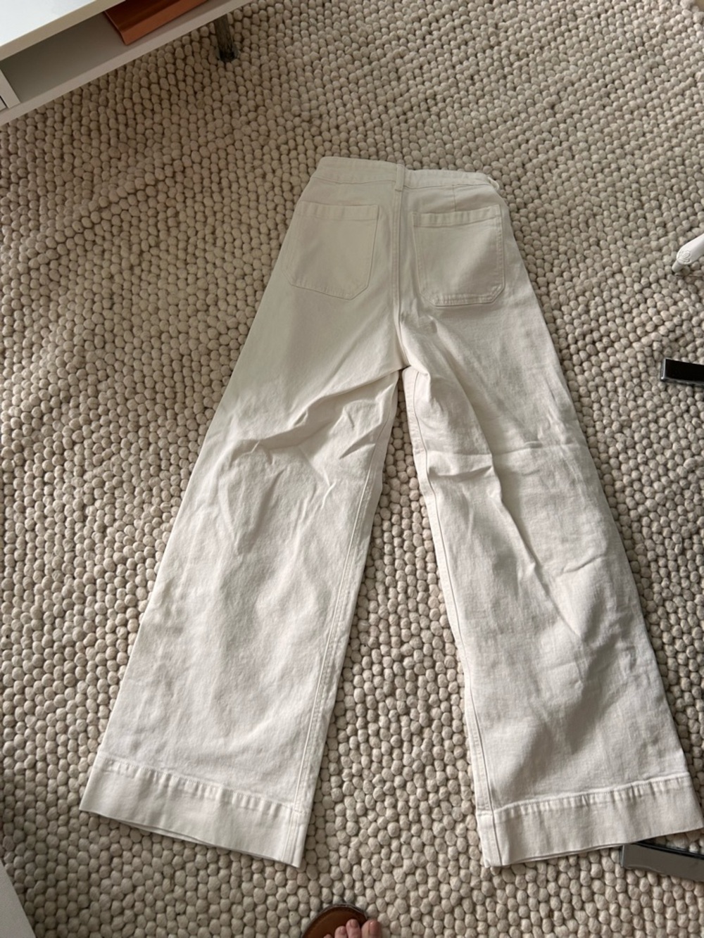 H&M Wide Leg Flare Jeans in Off-White
